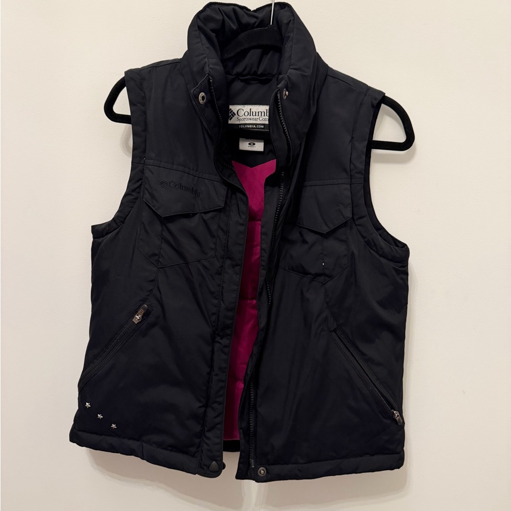 Columbia Black and Pink Puffer Vest